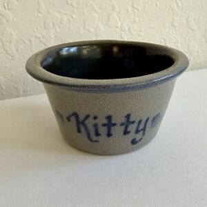 Rowe Pottery Kitty Cat Water Bowl Food Dish Salt Glazed 1999 Vintage Y2K Gift